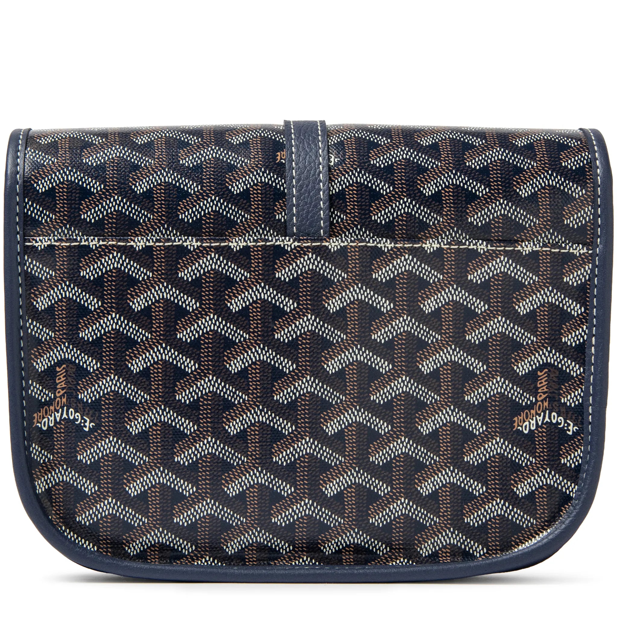 Back View of Goyard Goyardine Belvedere II Navy PM Messenger Bag BELVE3PMLTY12CG12P